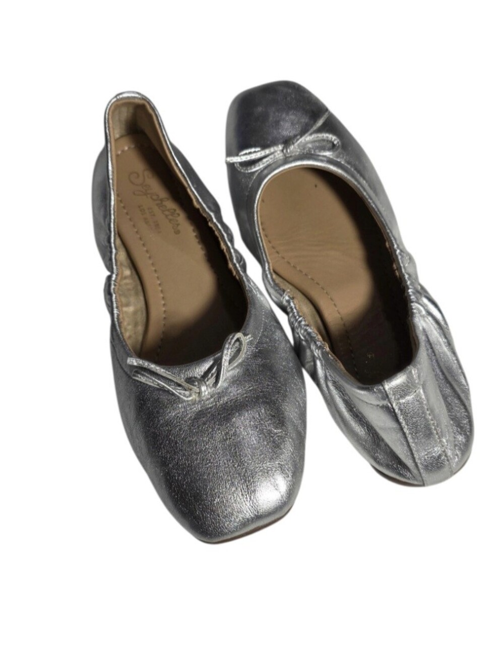 Seychelles Square Toe Silver Ballet Flats Y2K